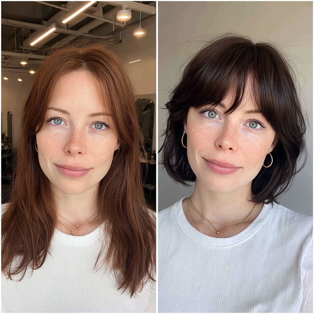 Chic Messy French Bob with Soft Textured Bangs