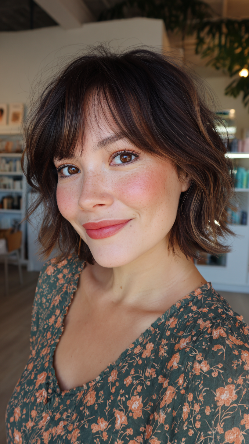 Effortless Textured Messy French Bob with Wispy Bangs