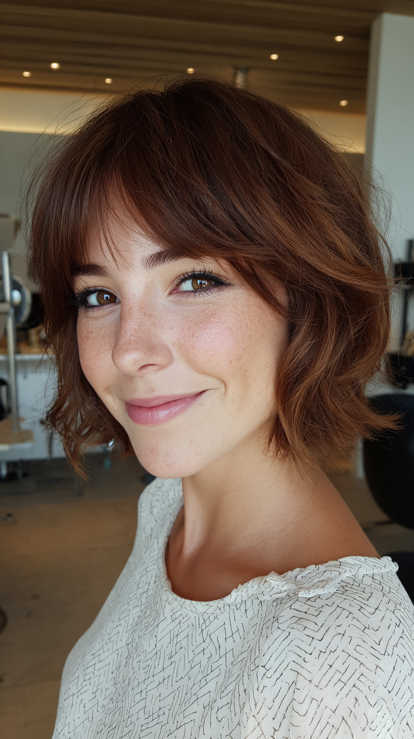 Playful Textured Messy French Bob with Soft Bangs