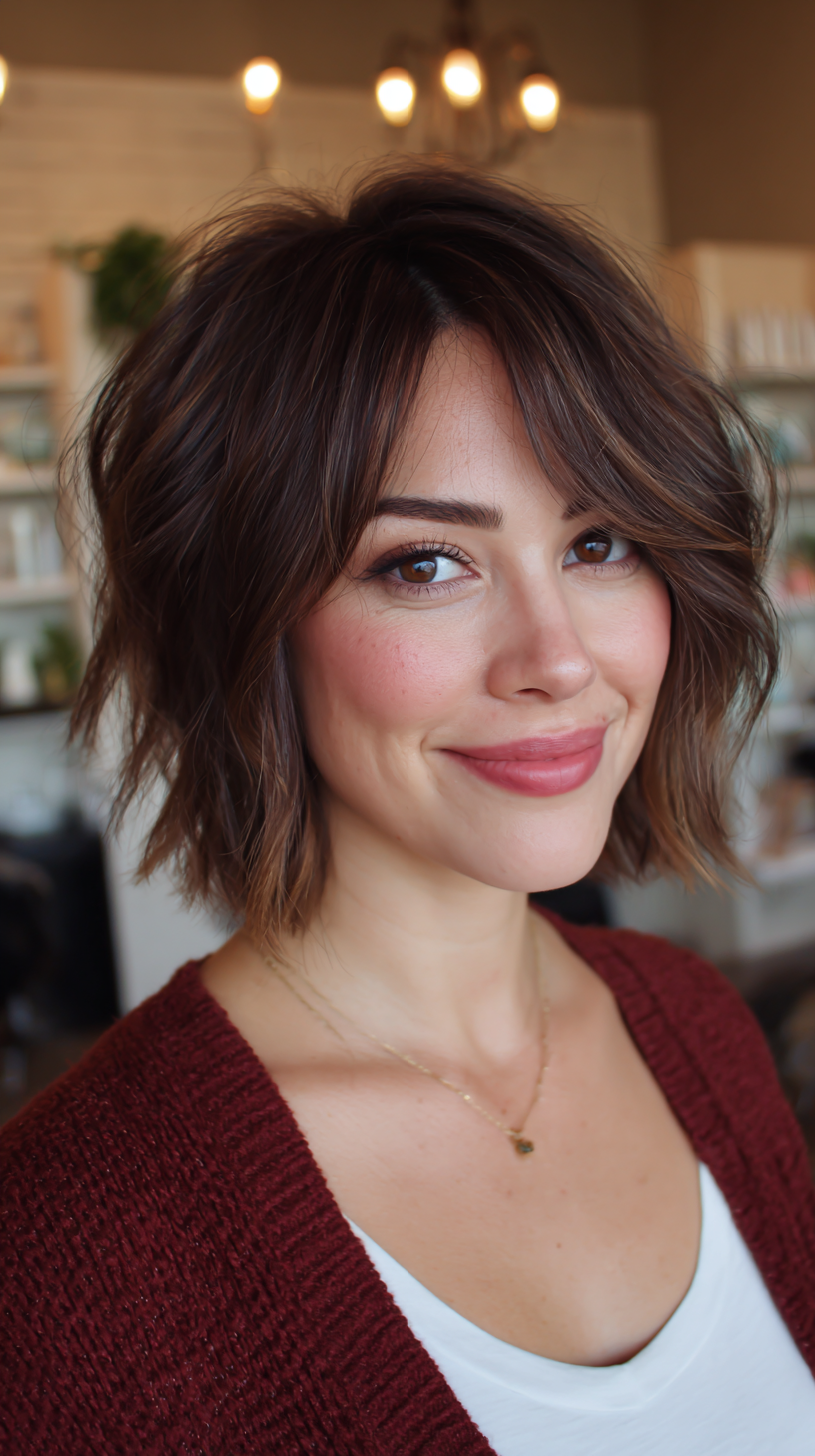 Textured Messy French Bob with Subtle Layers