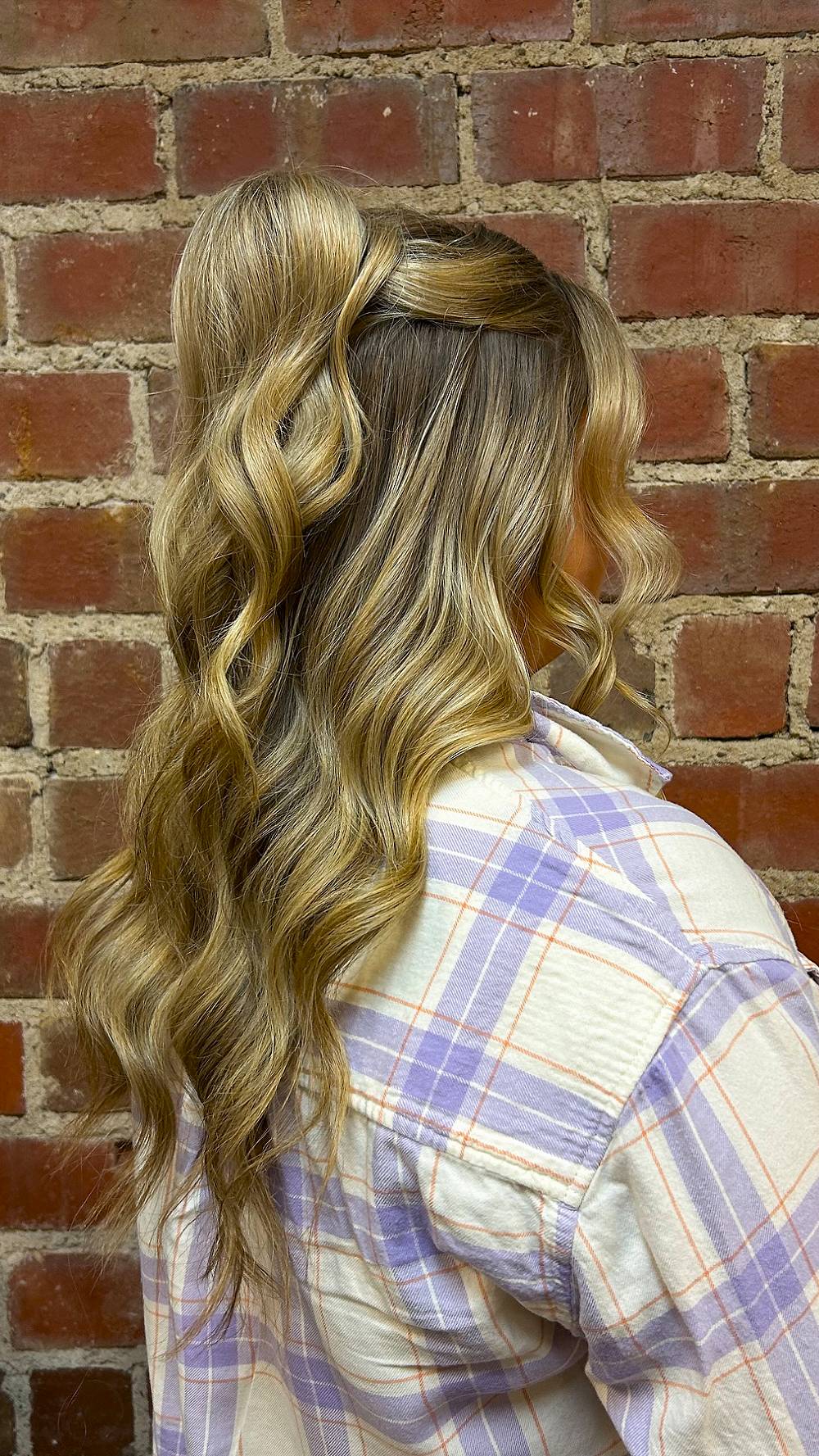 Whimsical Half-Up Waves with Textured Curls