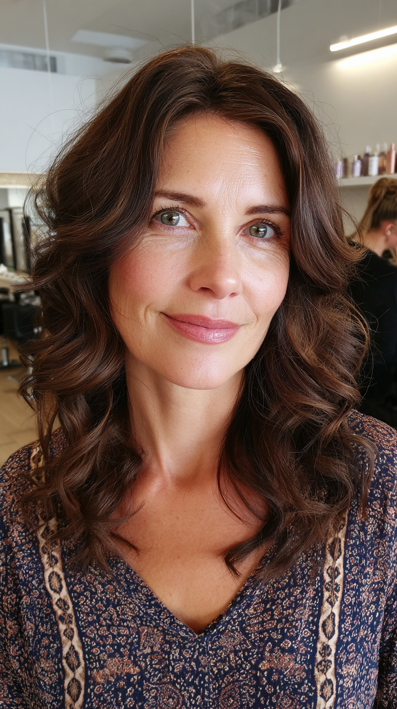 Beautifully Defined Medium Length Layers with Natural Movement