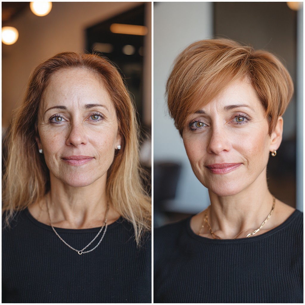 Chic Auburn Pixie with Soft Curves