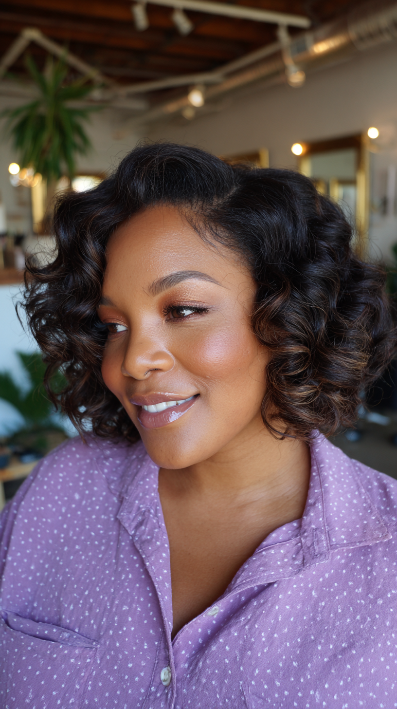 Chic Curly Bob with Soft Layers
