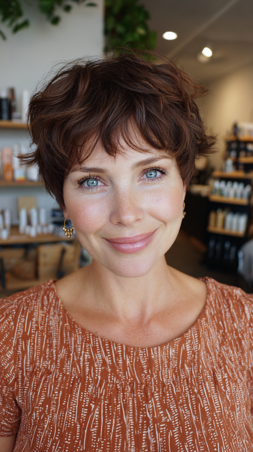 Chic Layered Curly Crop with Textured Finish