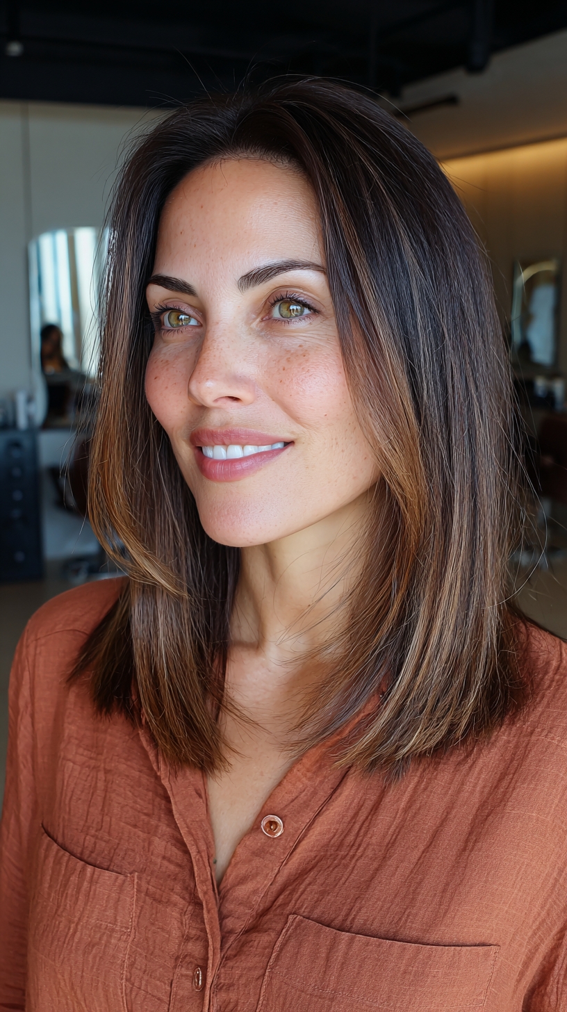 Chic Long Bob with Subtle Highlights