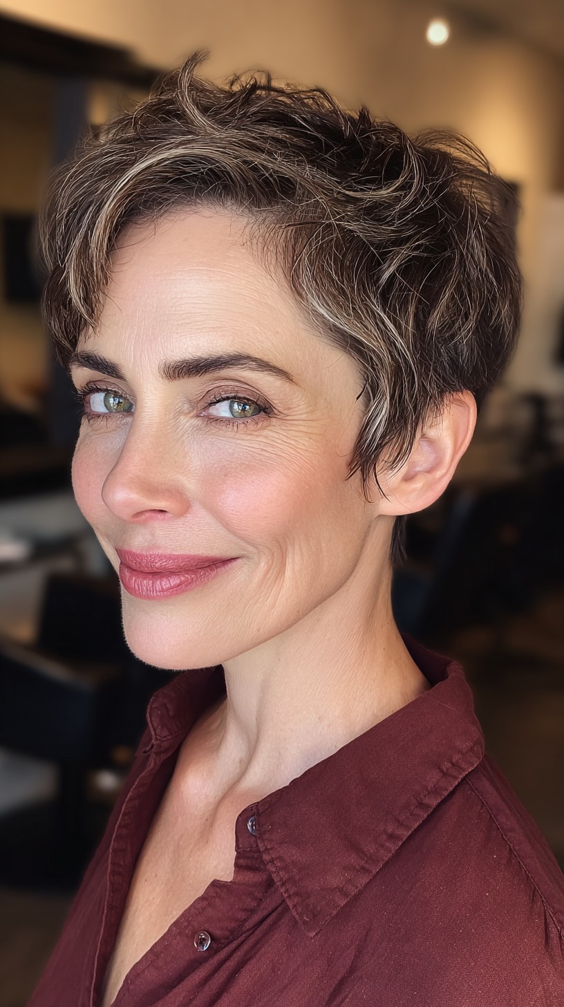 Chic Shaggy Pixie with Dimensional Highlights