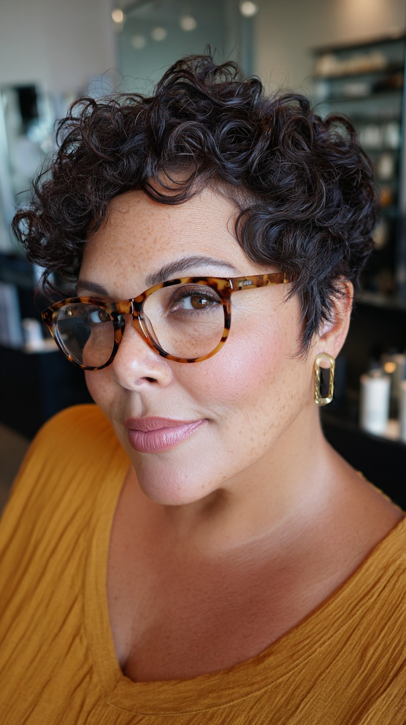 Chic Short Curly Taper with Natural Highlights