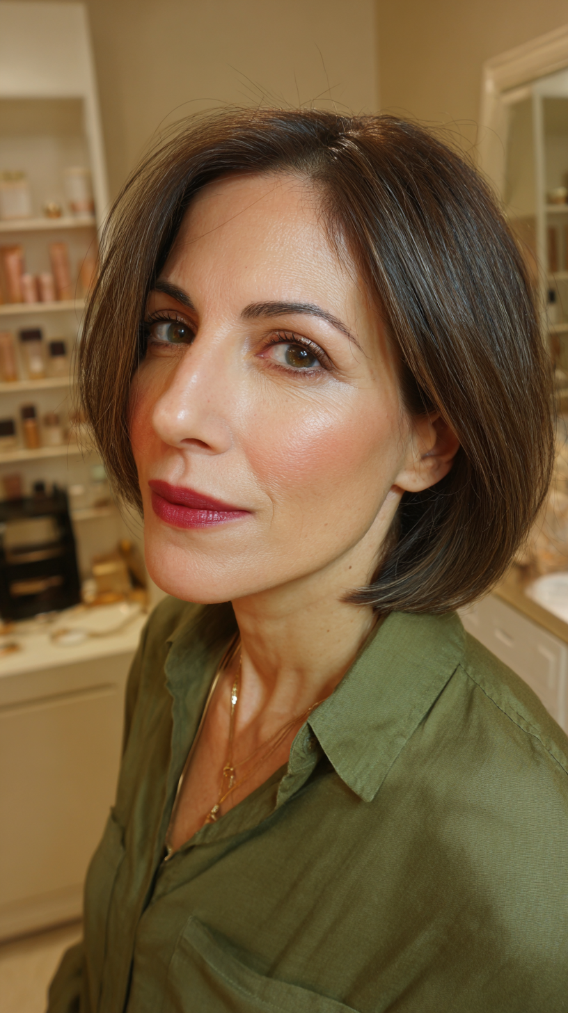 Chic Textured Bob with Subtle Highlights