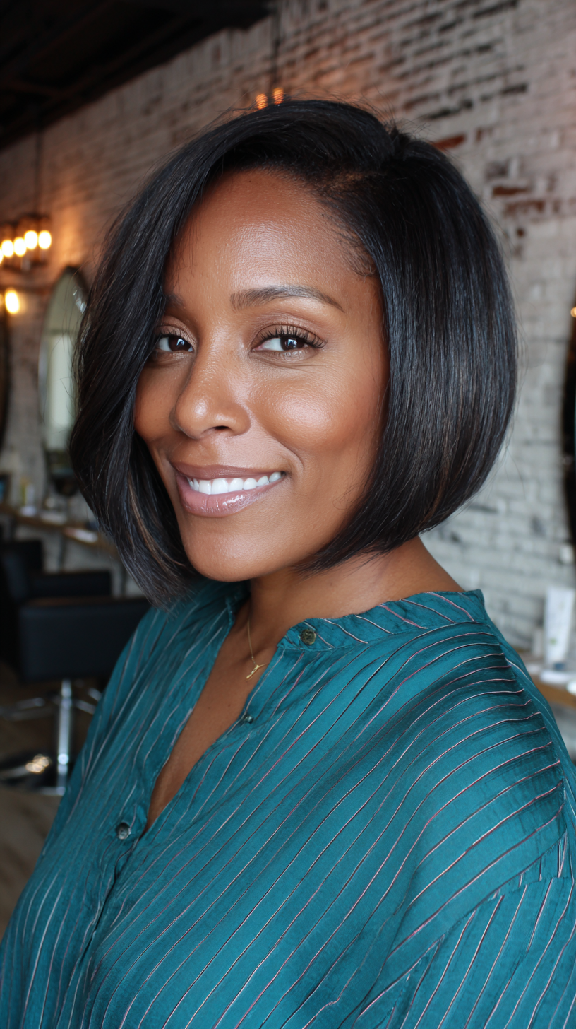Elegant Asymmetrical Bob with Subtle Layers
