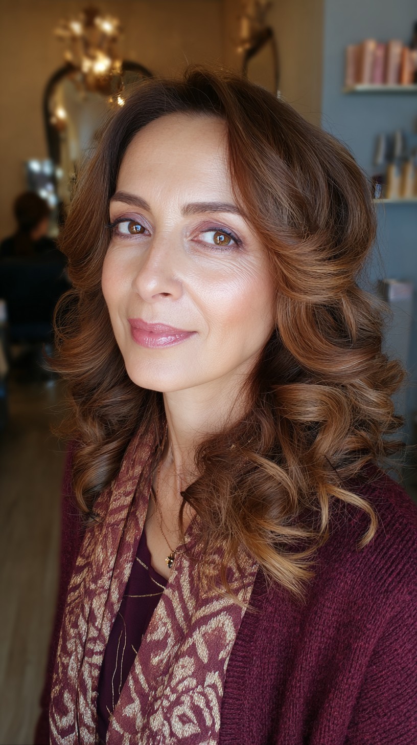 Elegant Caramel Swirls on Layered Waves