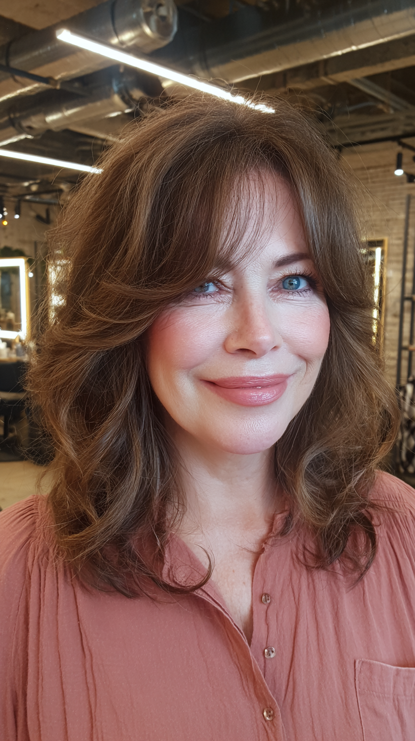 Elegant Medium Length Layered Cut with Soft Waves