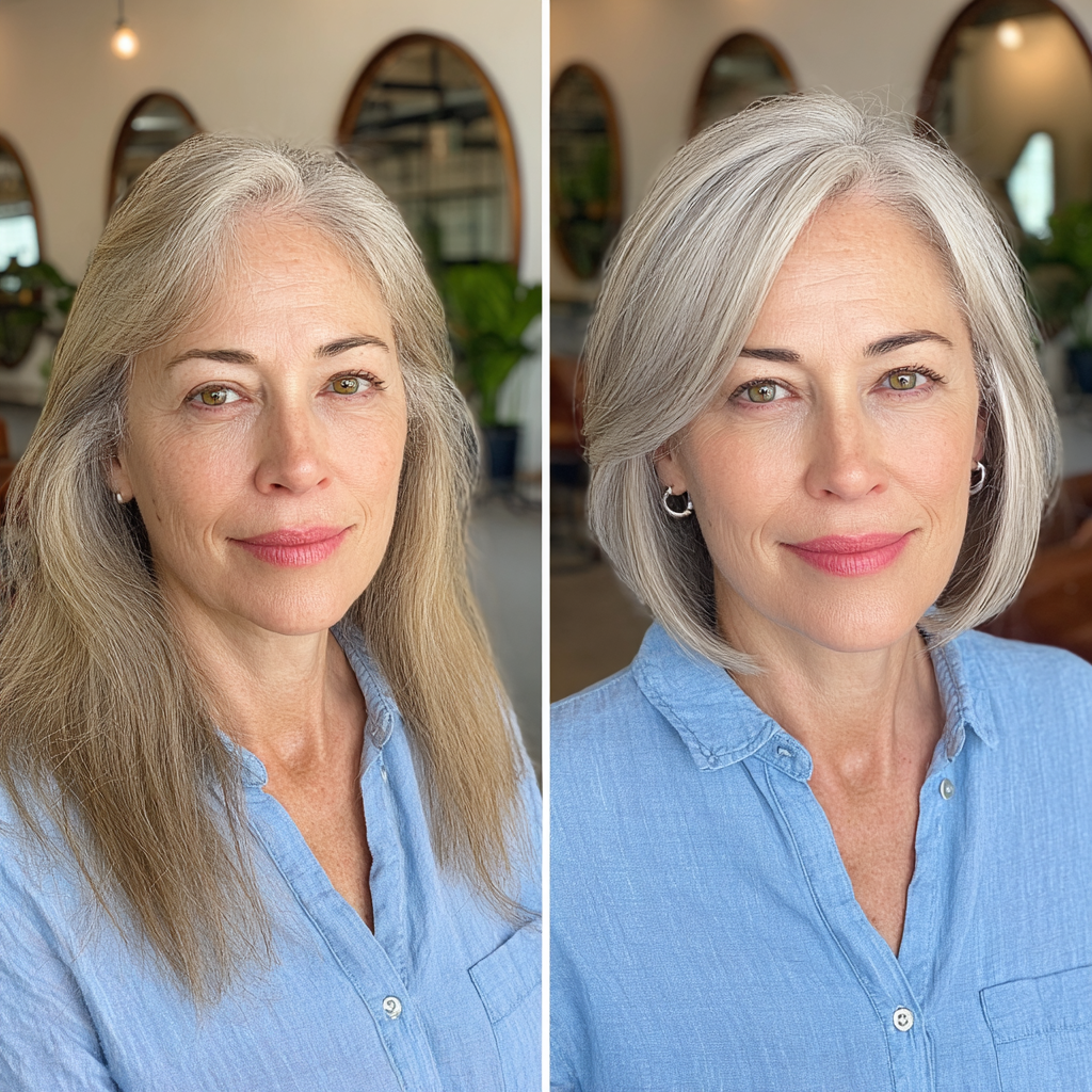 Elegant Silver Blunt Bob with Subtle Layers