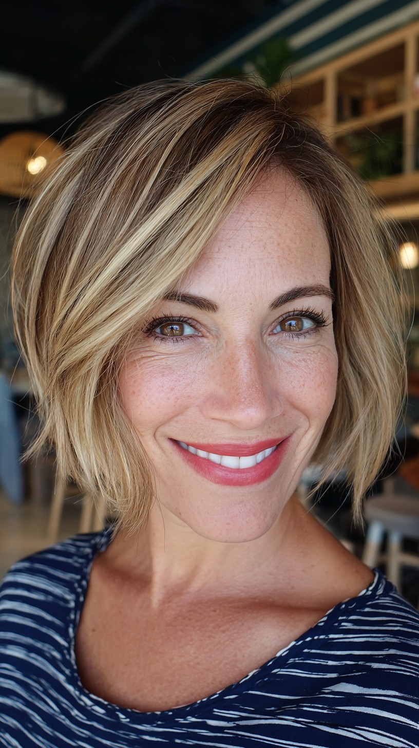 Layered Blonde Bob with Soft Waves