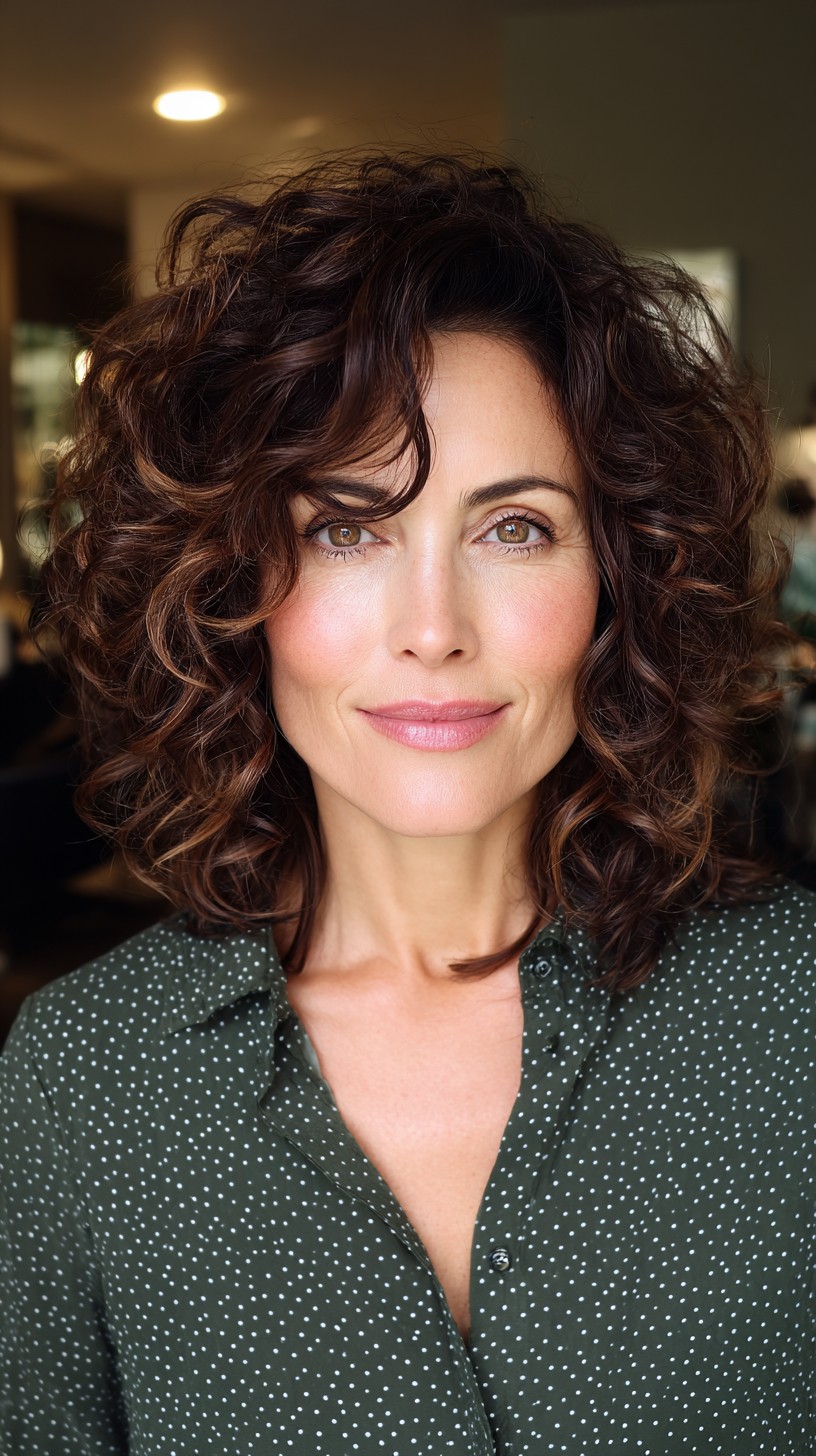 Luscious Dark Chocolate Curls with Deep Side Part