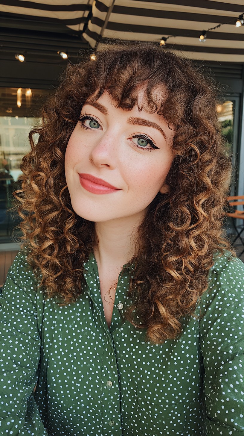 Lush Textured Curls with Delicate Fringe