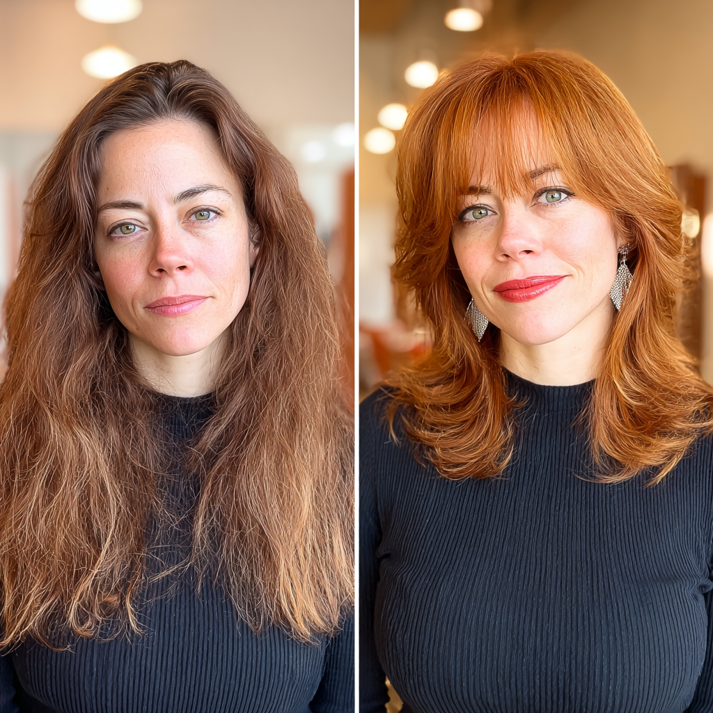 Modern Retro Layered Cut with Face-Framing Bangs