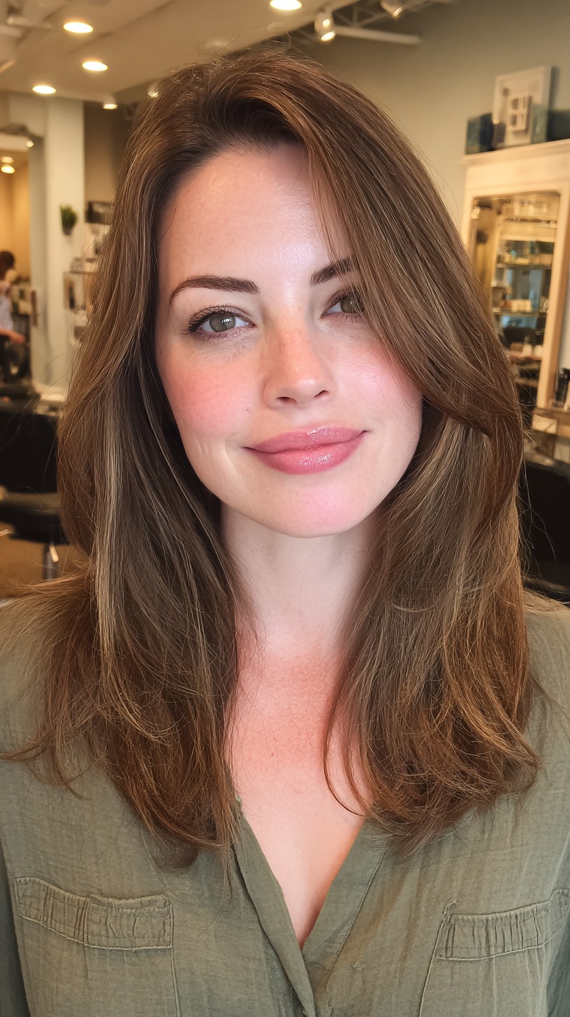 Natural Chestnut Tresses with Soft Movement