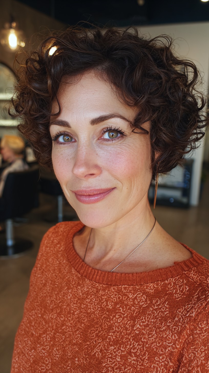 Playful Tousled Curly Bob for Mature Women