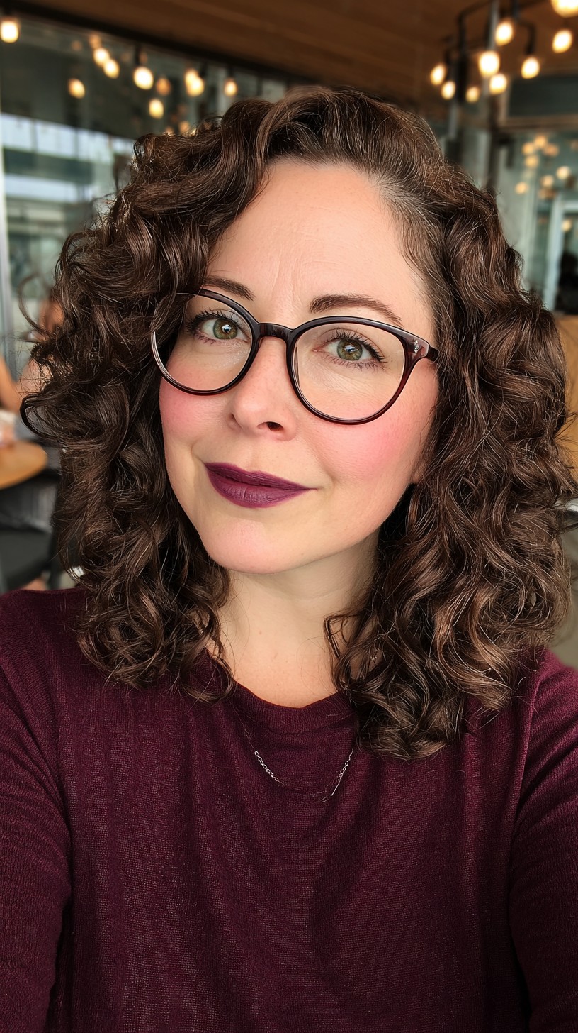 Radiant Cinnamon Curls with Glossy Finish