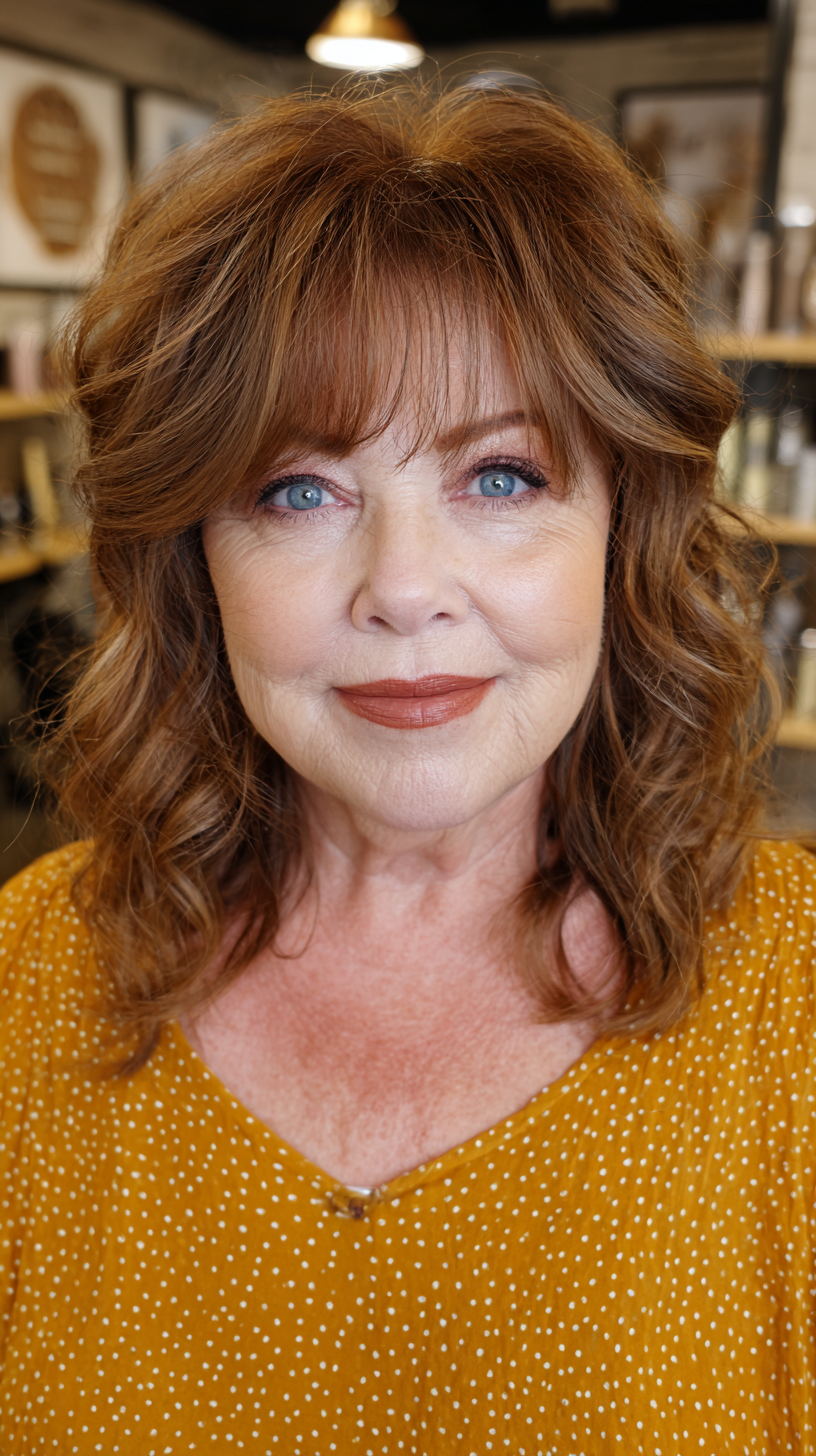 Radiant Layered Curls with Soft Bangs