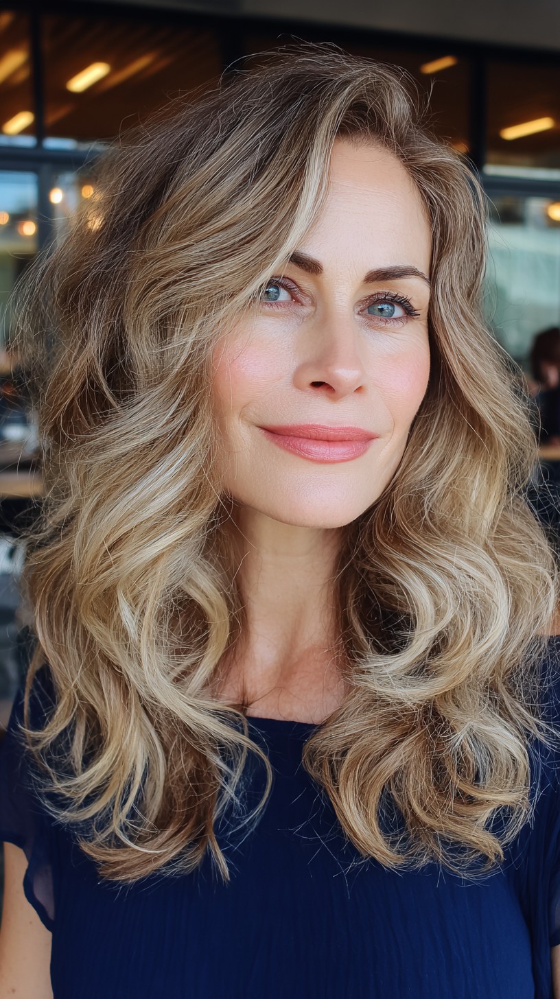 Soft Caramel Waves with Face-Framing Highlights