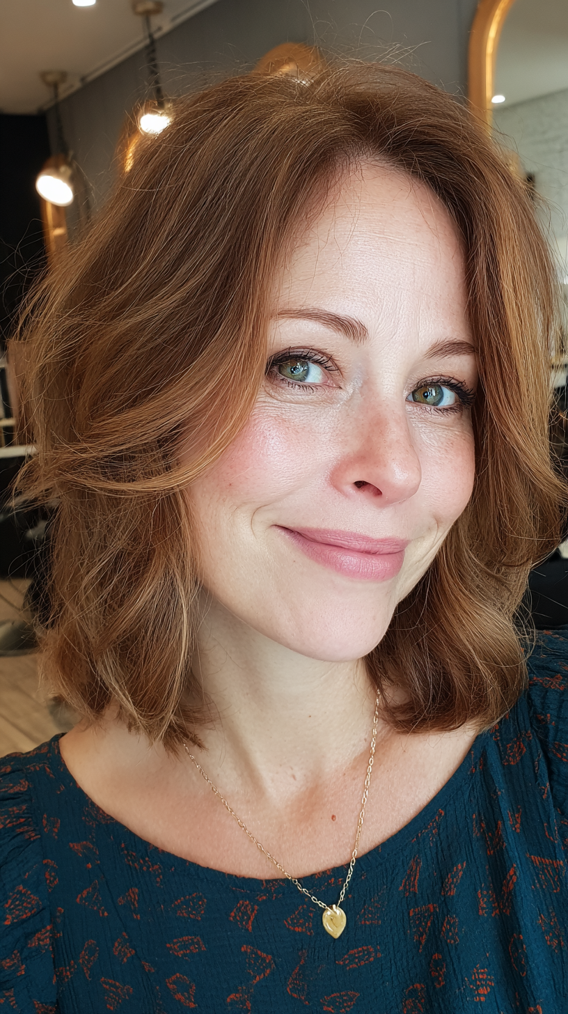 Softly Textured Medium-Length Cut with Subtle Waves