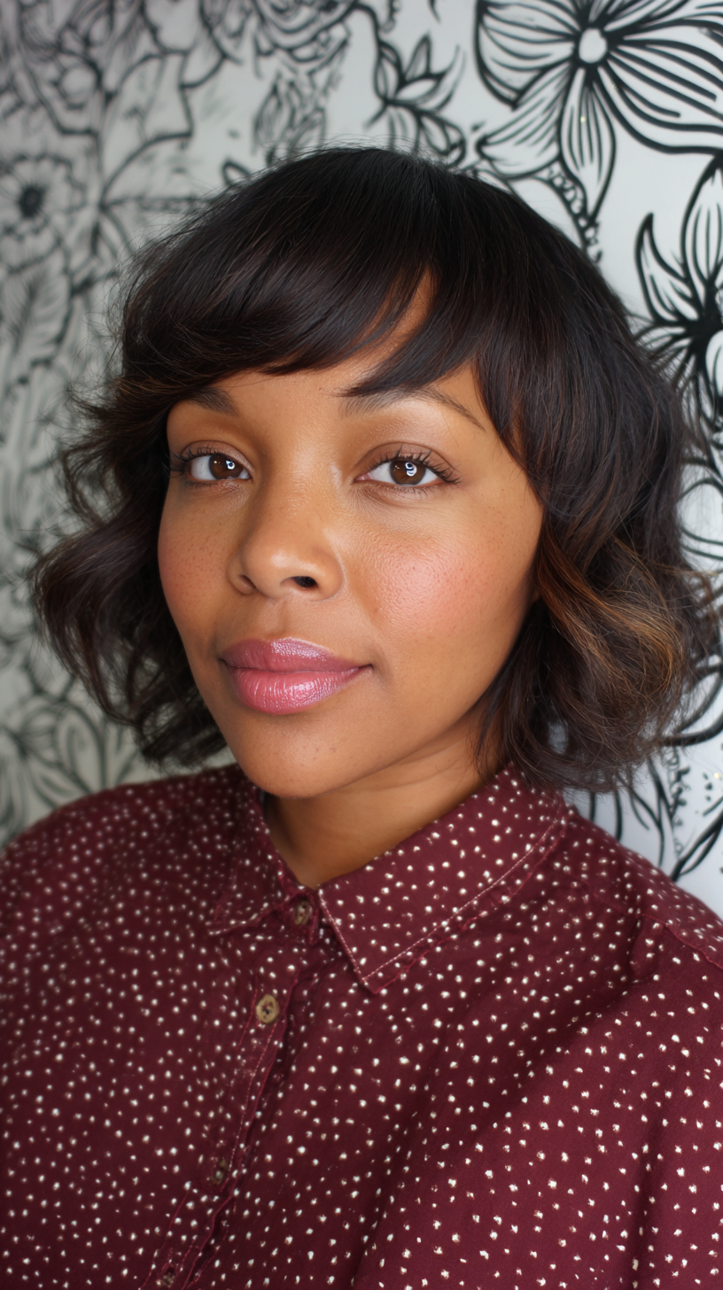 Textured Bob with Soft Curls and Face-Framing Layers