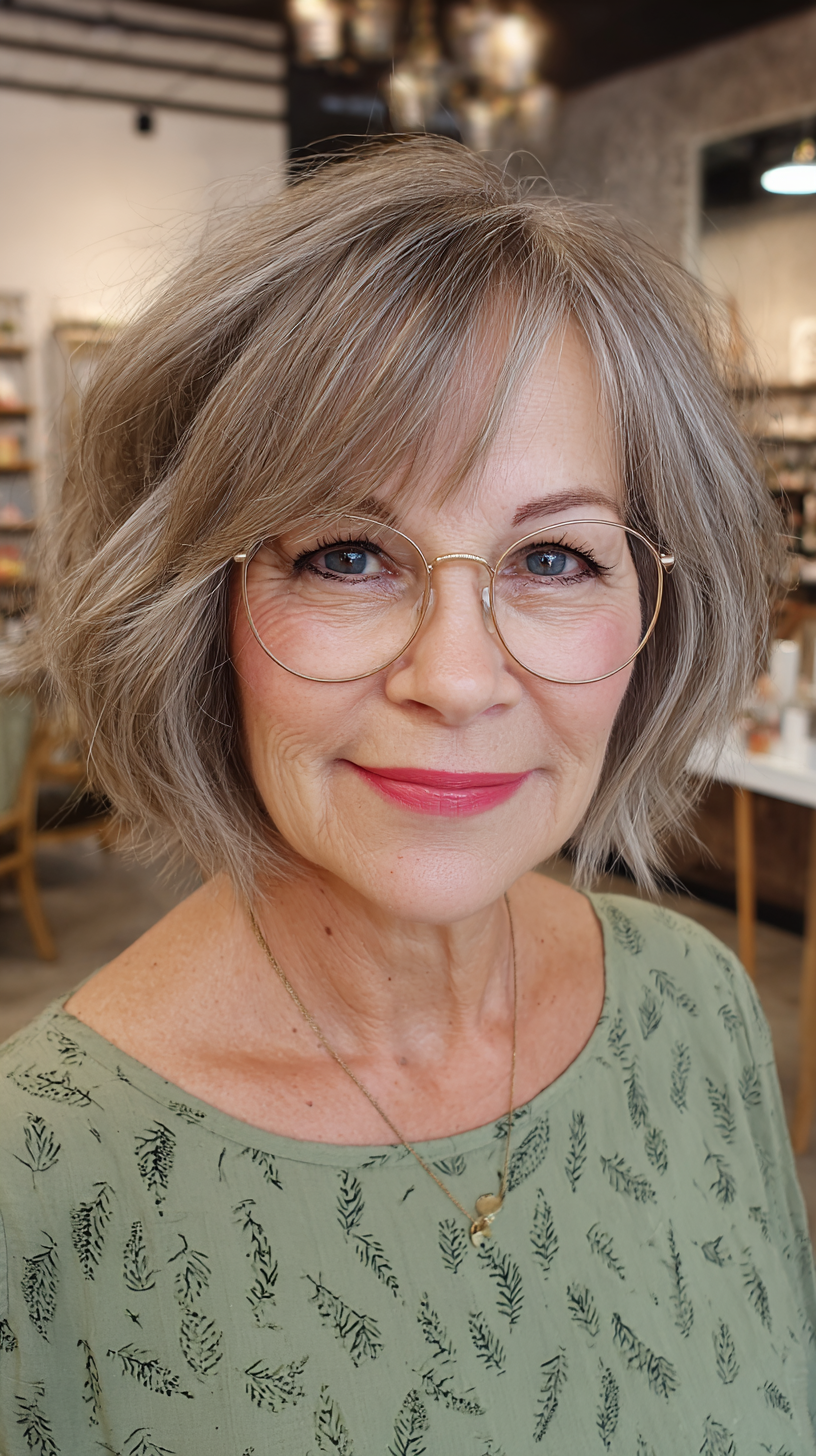 Textured Gray Bob with Soft Waves