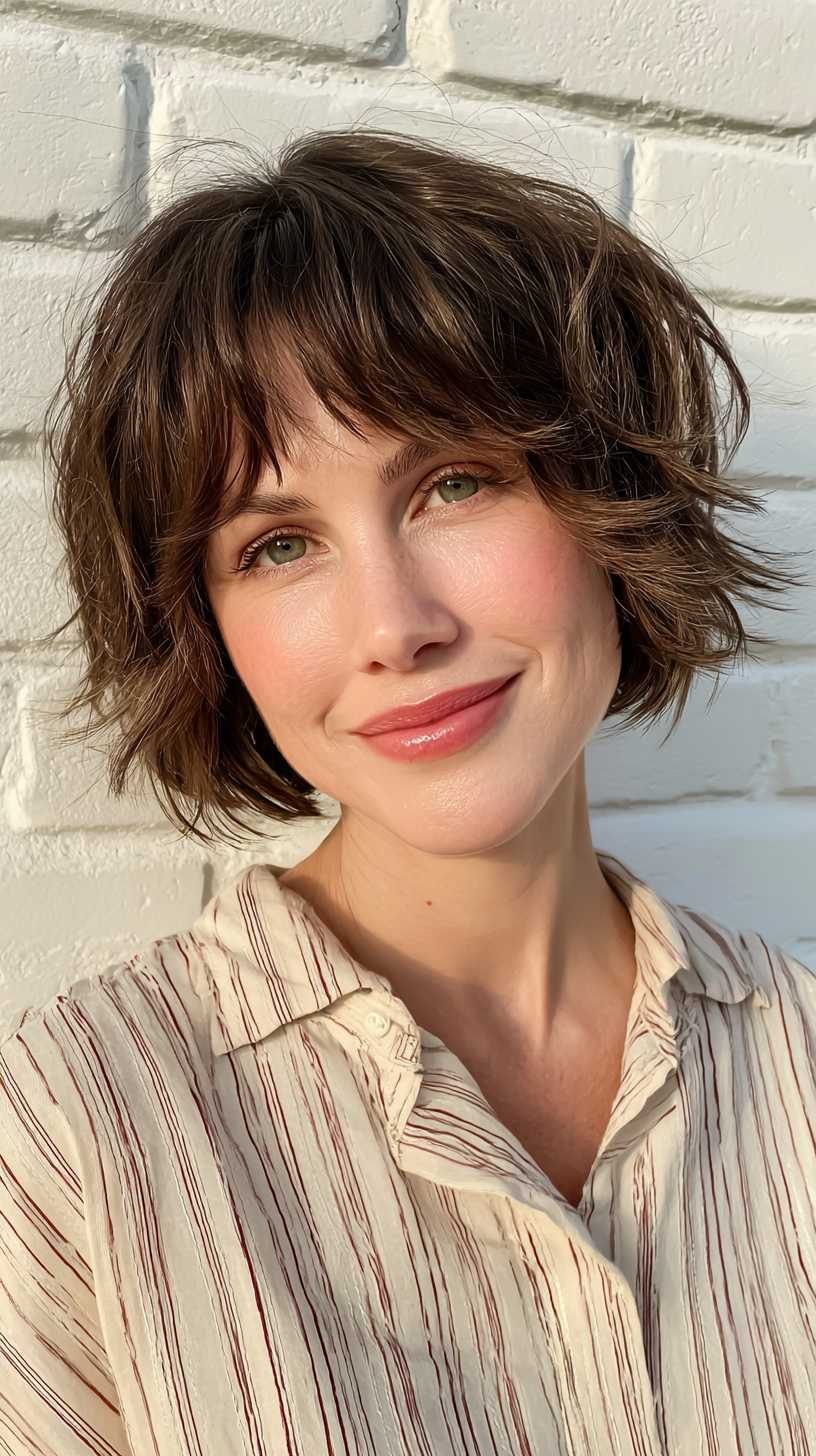 Textured Layered Bob with Soft Curls