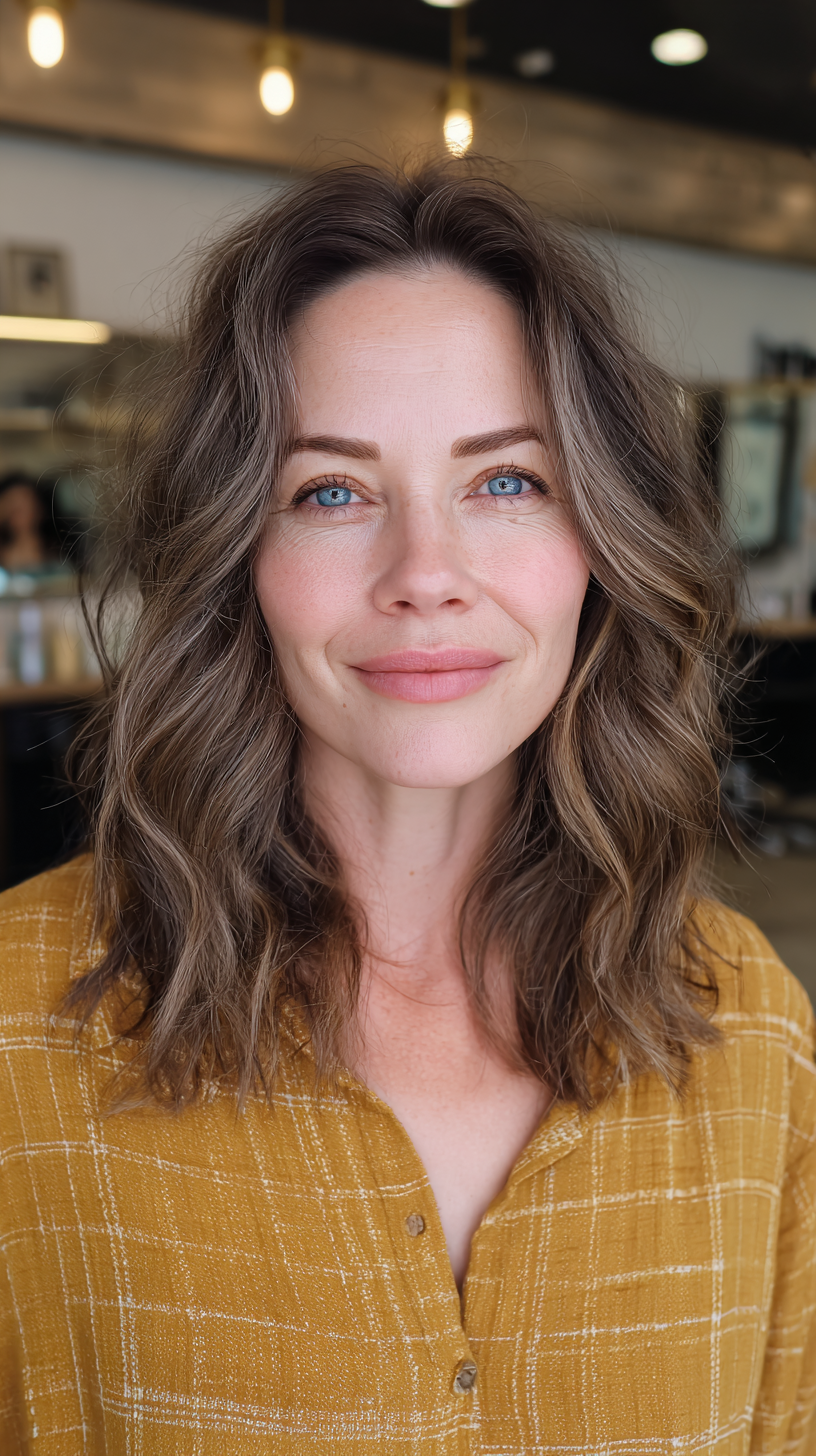 Textured Medium-Length Waves with Subtle Highlights
