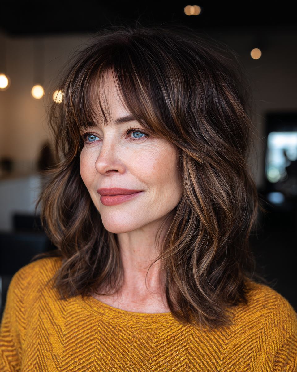 Textured Mid-Length Bob with Face-Framing Bangs