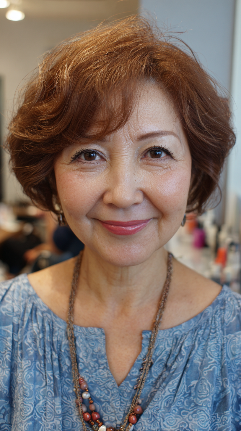 Textured Short Wavy Cut with Subtle Highlights