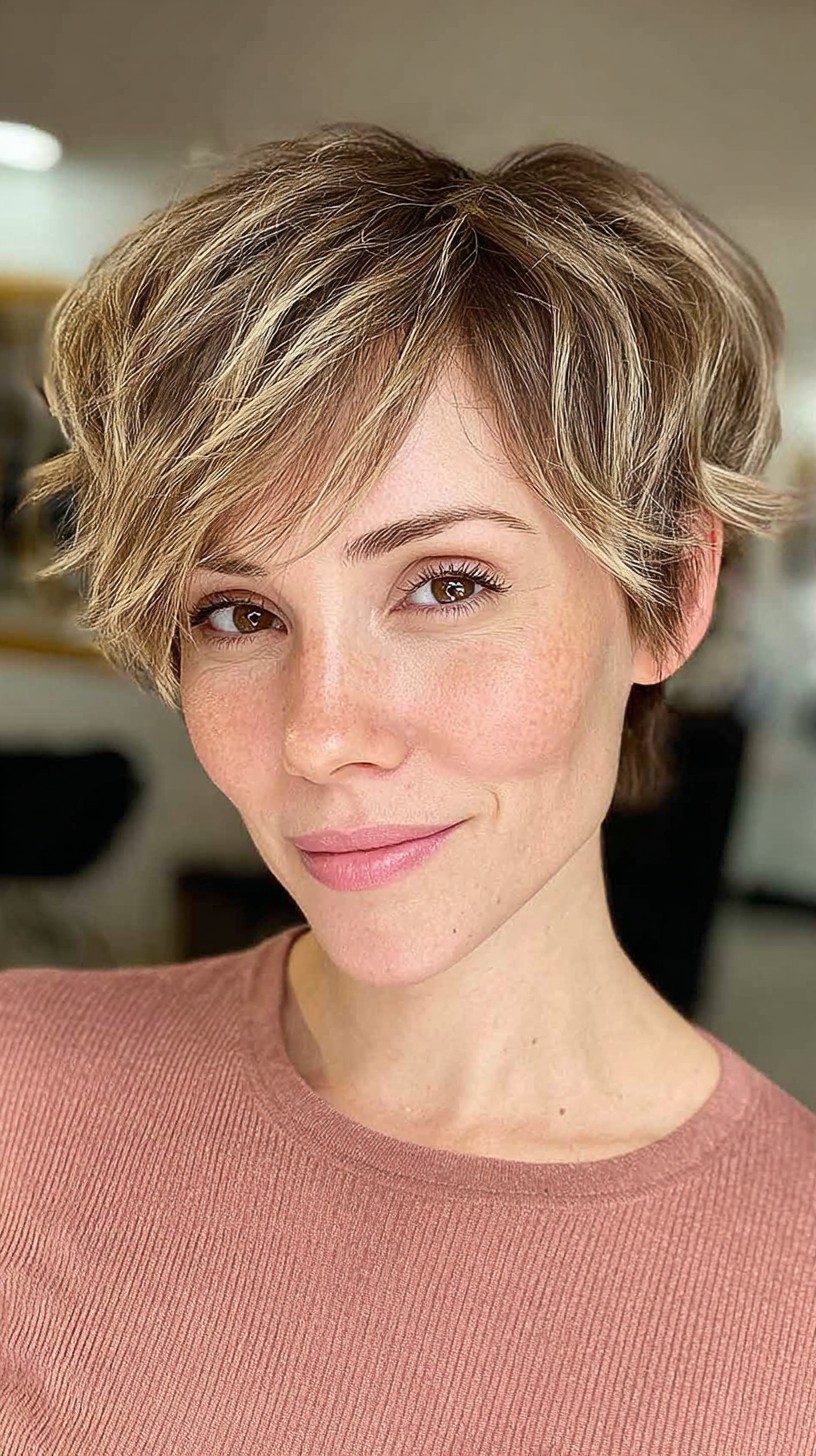 Textured Tousled Bob with Highlights