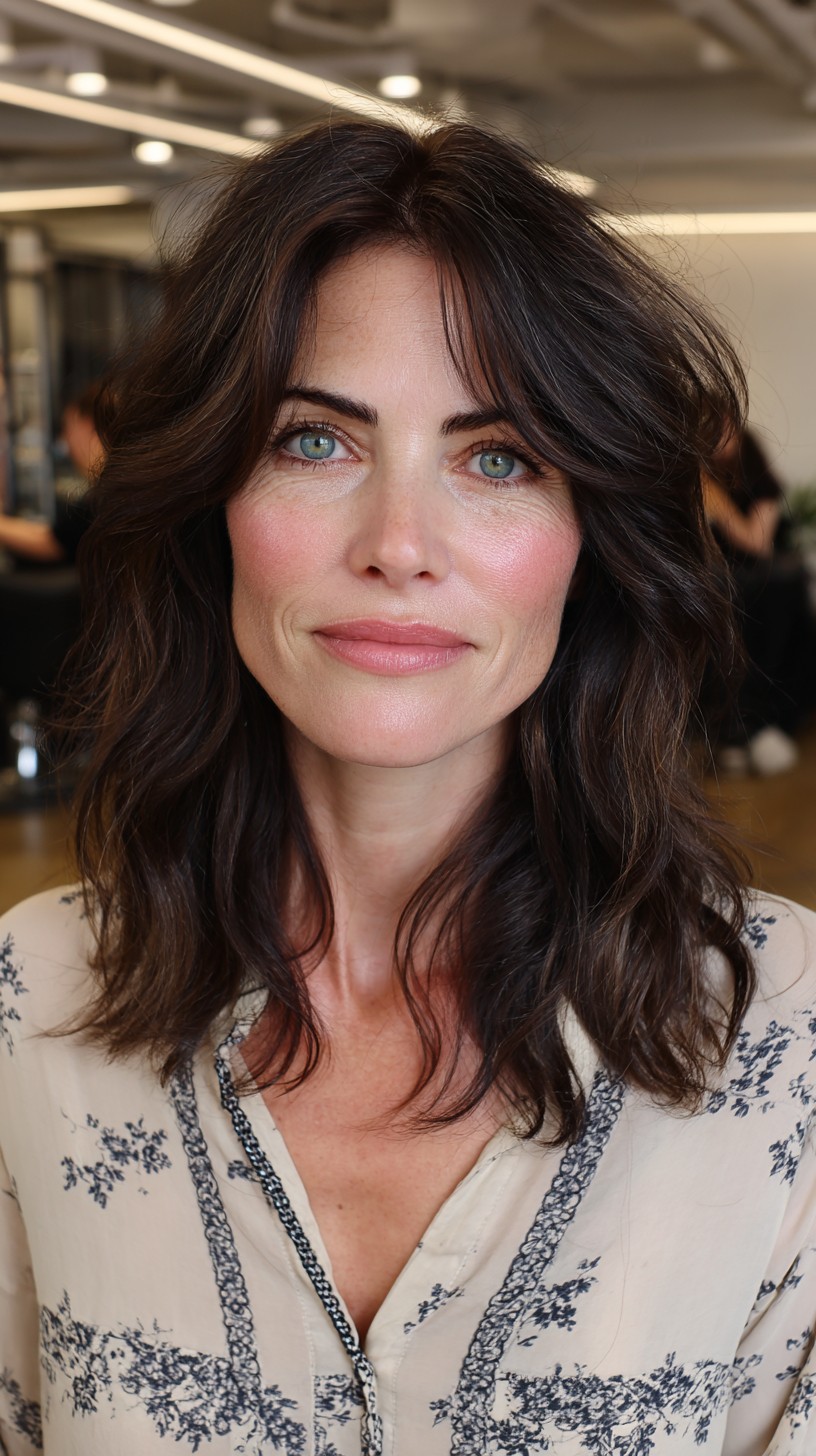 Textured Tousled Ebony Waves