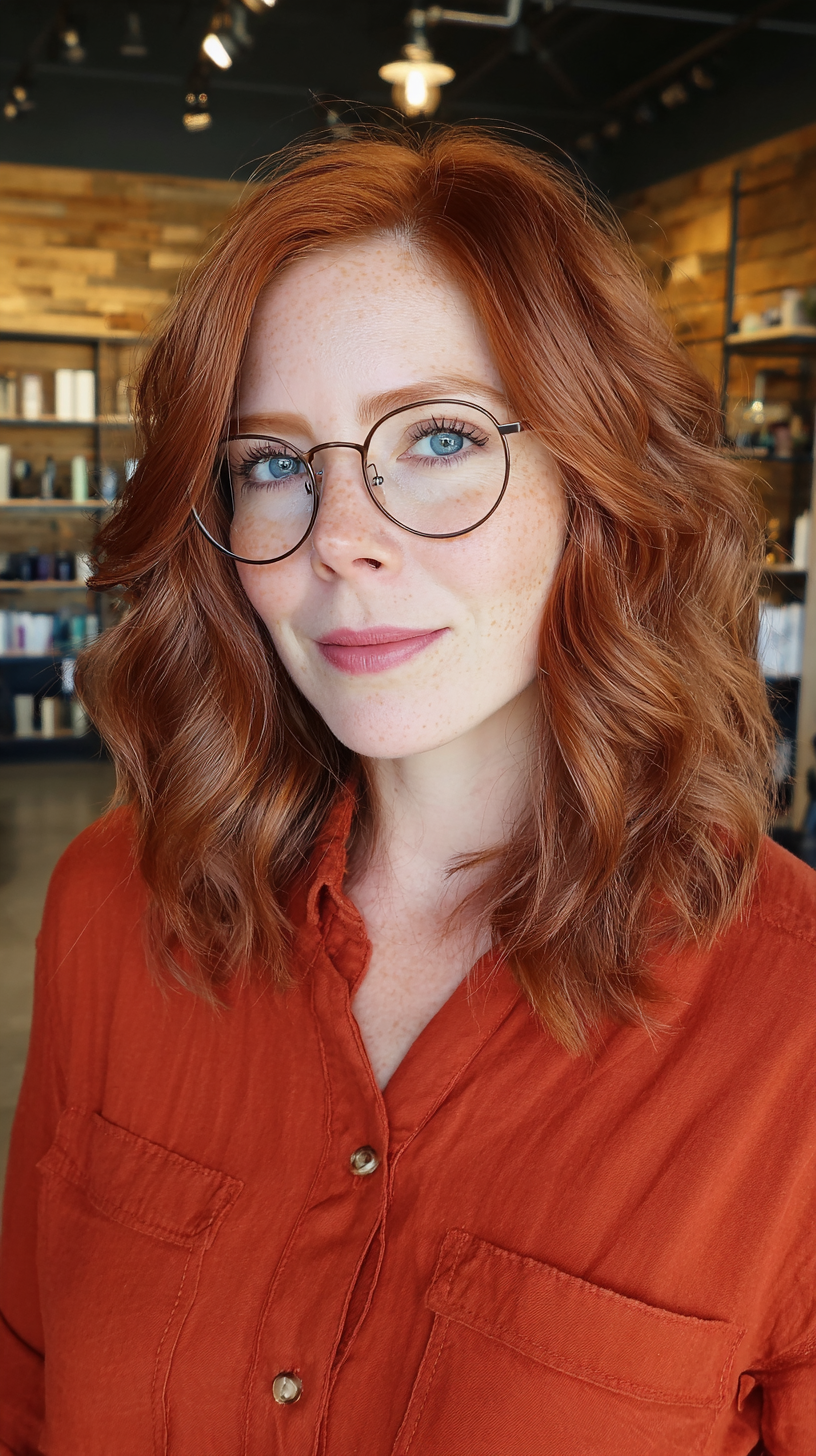 Vibrant Copper Waves with Soft Layering