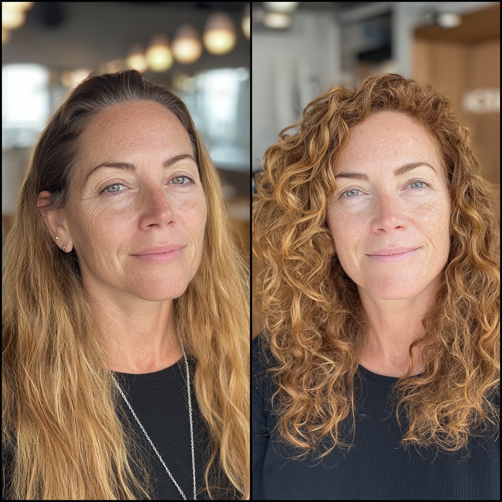 Breezy Golden Spiral Curls with Luminous Transformation