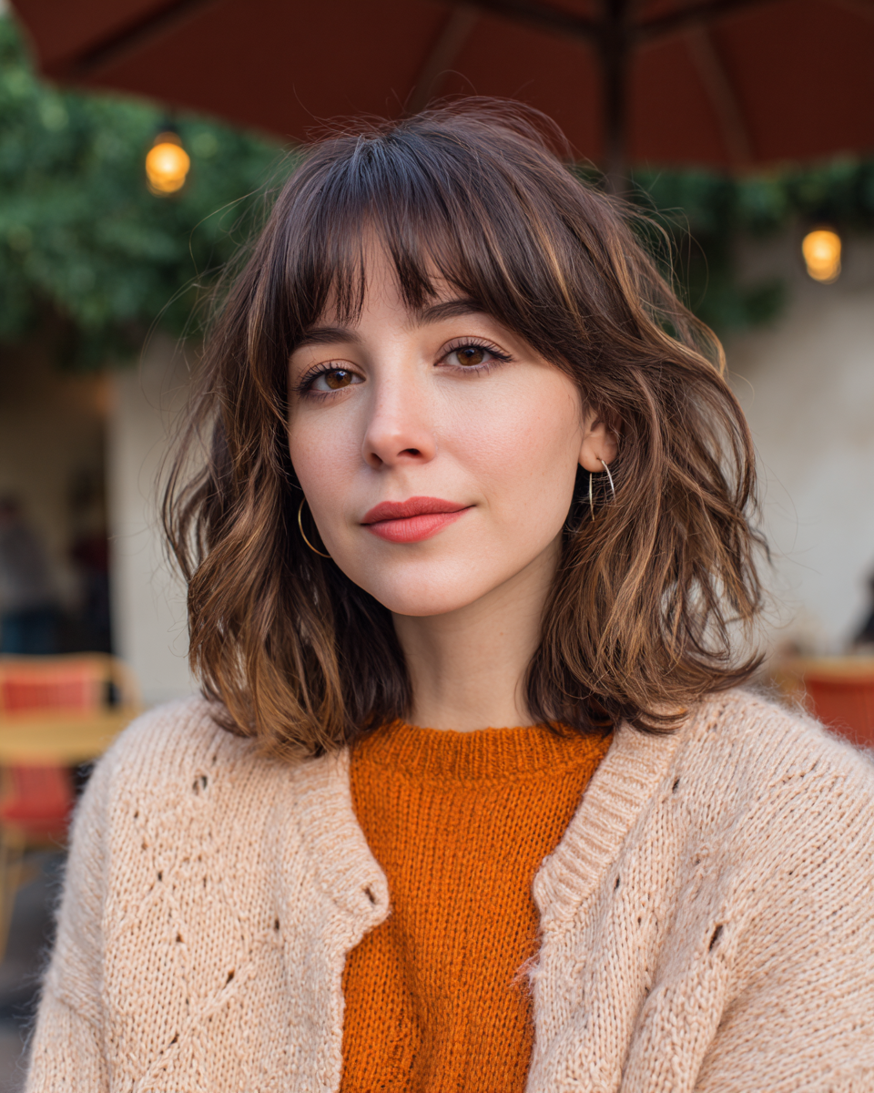 Casual Textured Lob with Soft Bangs