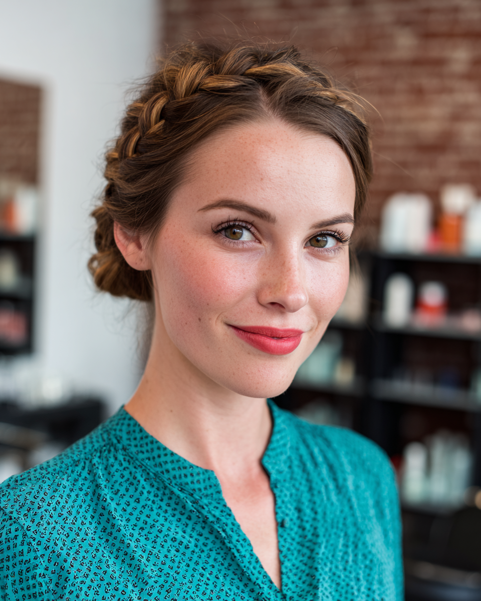 Chic Braided Updo with Soft Face-Framing Strands