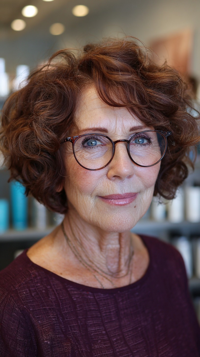 Chic Copper Curly Bob with Soft Layers