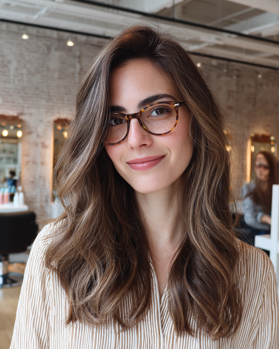 Chic Long Layered Waves with Warm Highlights