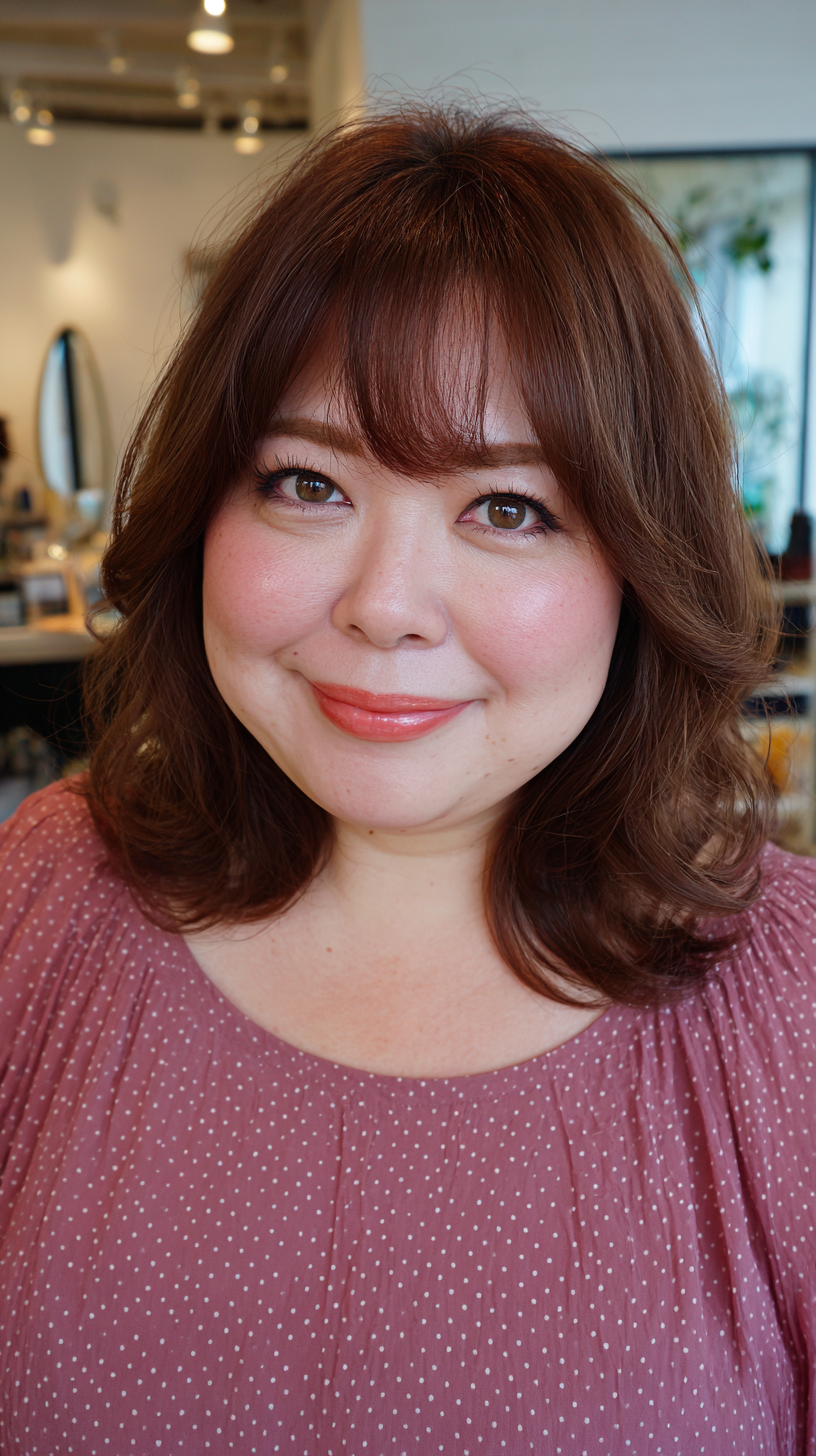 Chic Shoulder-Length Cut with Soft Textured Bangs