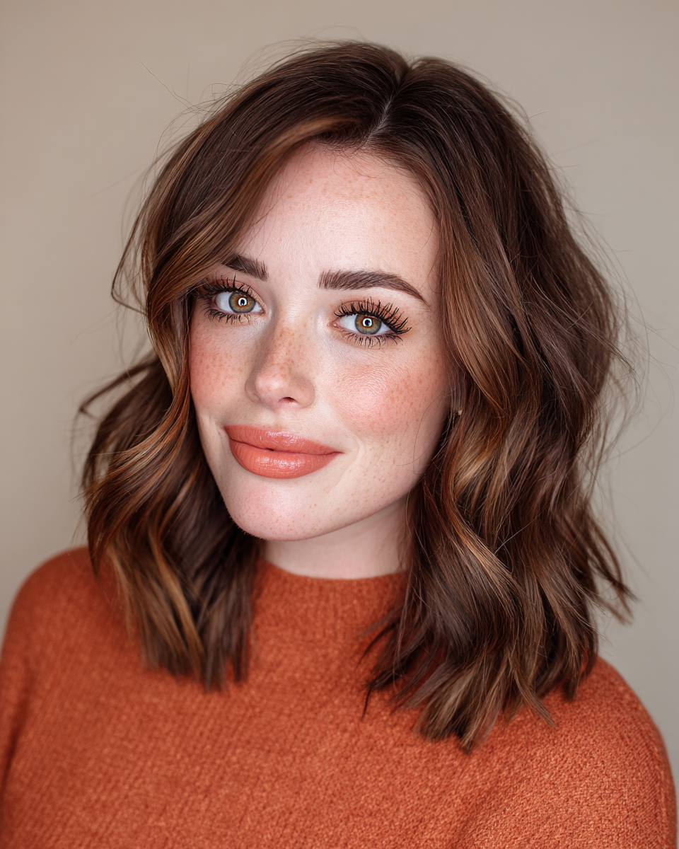 Chic Textured Mid-Length Waves with Subtle Highlights