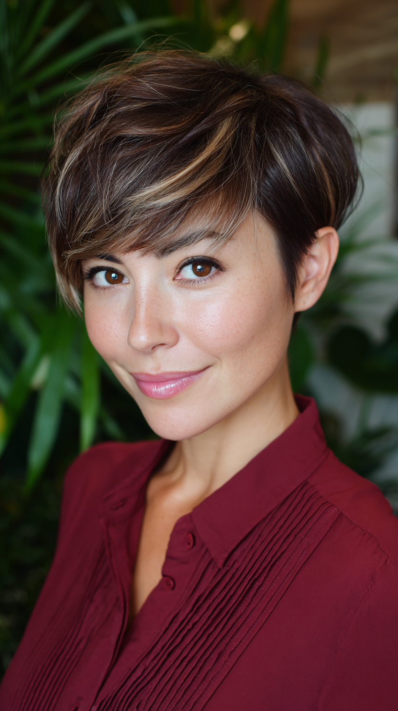 Chic Textured Short Pixie with Subtle Highlights