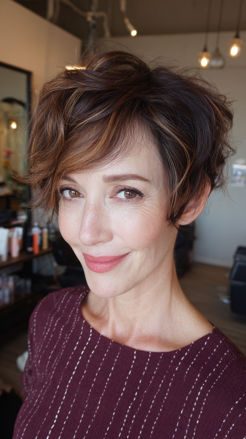 Chic Textured Short Shaggy Pixie with Bold Highlights