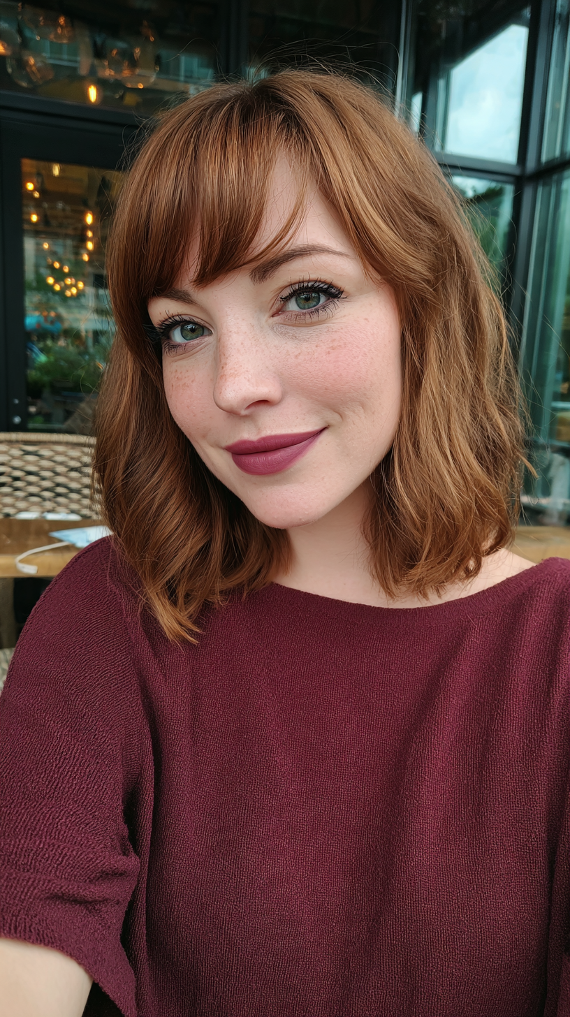 Chic Textured Shoulder-Length Cut with Soft Bangs