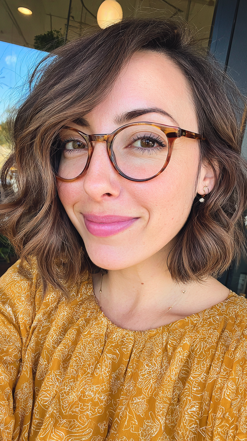 Chic Textured Wavy Bob with Face-Framing Layers