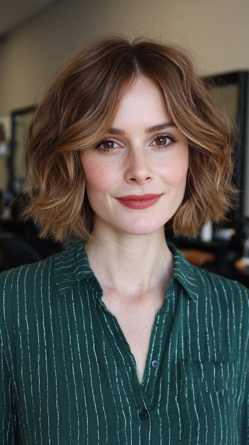 Chic Textured Wavy Bob with Subtle Layers