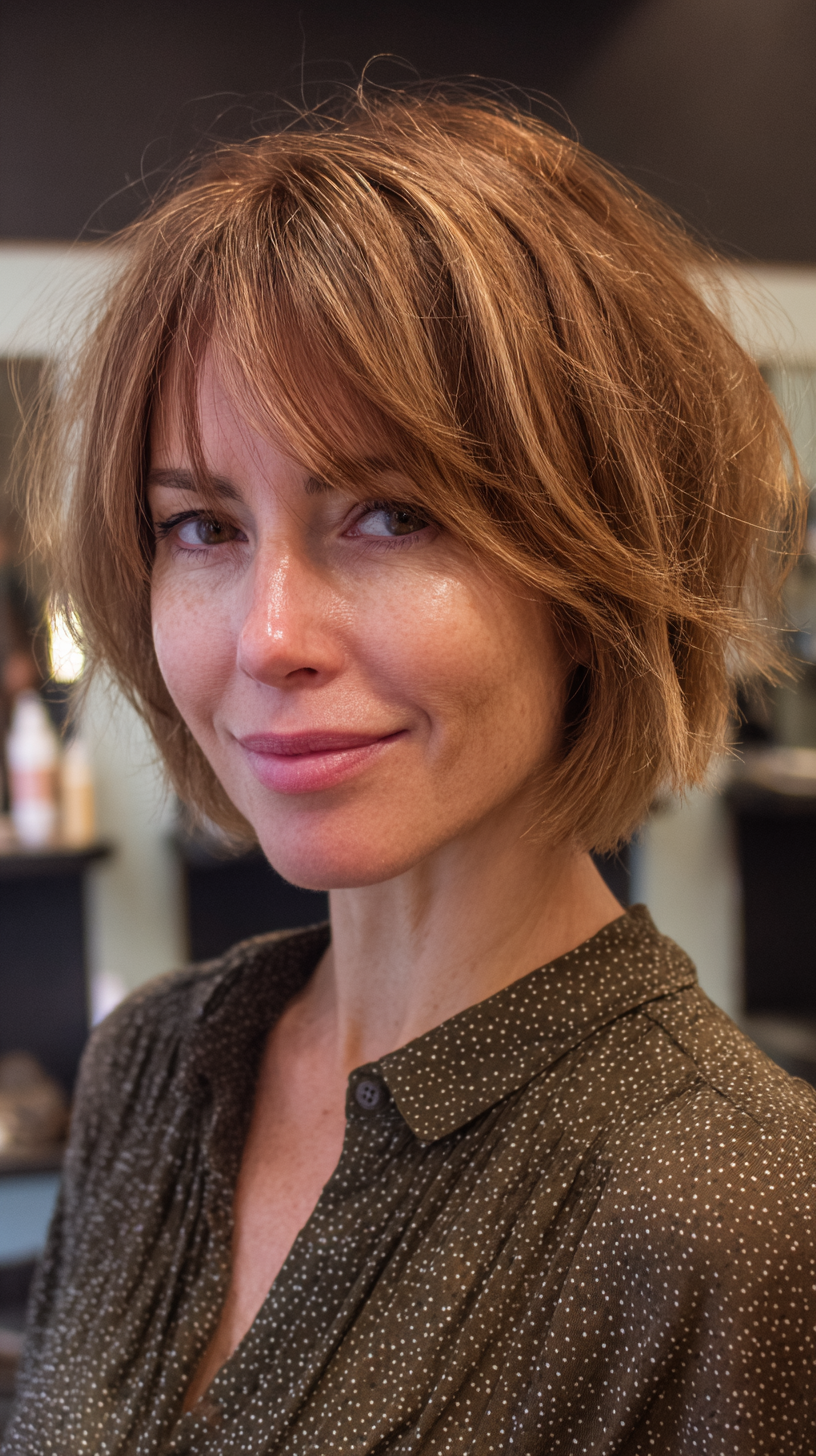 Choppy Textured Bob with Subtle Layers