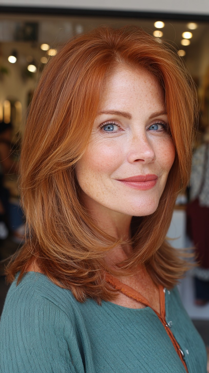 Effortless Copper Shoulder-Length Shag